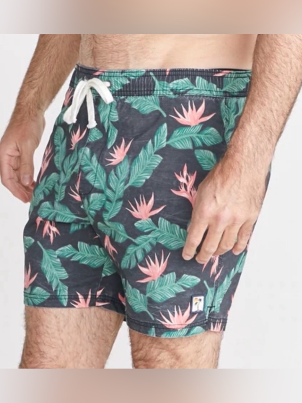 •MARINE LAYER• Hamilton Swim Trunks Faded Black Floral Size Small